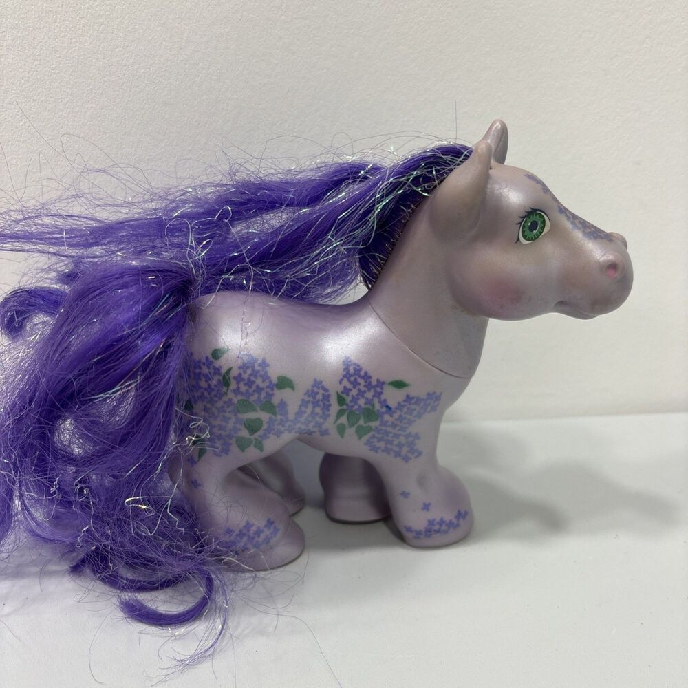 1992 HASBRO MY LITTLE PONY VTG PURPLE FLORAL GLITTER.